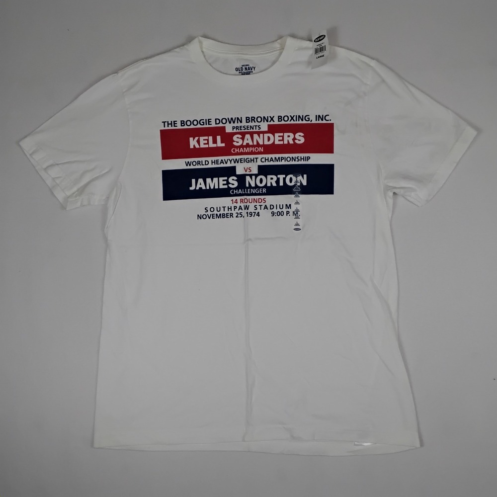 Old Navy Mens Kell Sanders James Norton Boxing Graphic T-Shirt White Large